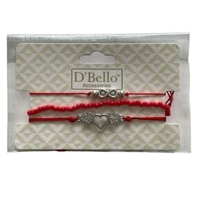 D'Bello Red and Silver Heart Bracelets